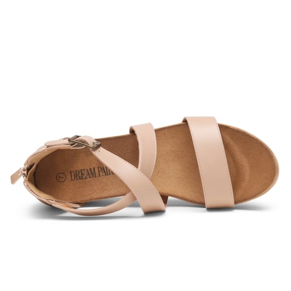 Ankle Strap Open-Toe Platform Wedge Sandals - NUDE PU - 4
